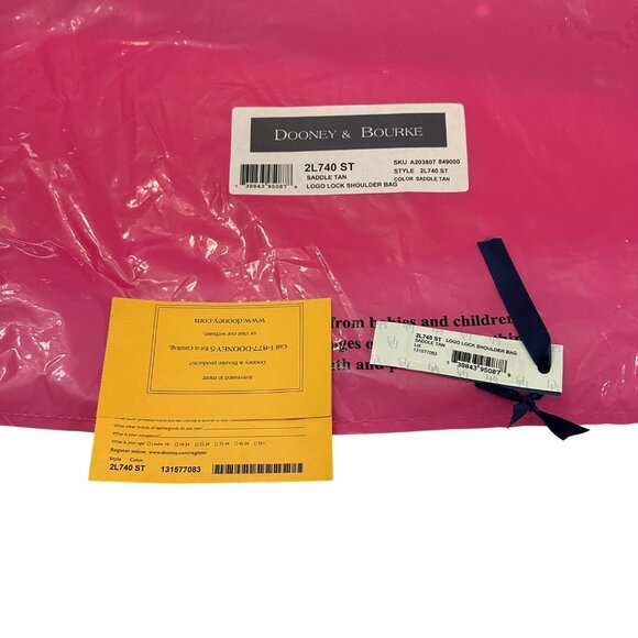 Dooney & Bourke Purse Brown Leather Logo Lock Sac Shoulder Tote Pebbled Leather - Picture 2 of 16